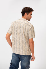 قميص رجالي صيفي عصري بقصّة ضيّقة وأكمام نصفية من القماش الشبكي