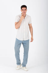 Mens Striped Slim Fit Half Sleeve Shirt With Button Front