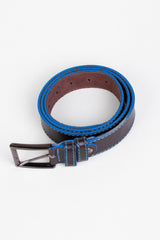 حزام رجالي كلاسيكي ذو جوانب زرقاء