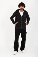 سويت شيرت رجالي أساسي بغطاء رأس وسحاب كامل وجيوب أمامية وجانبية مبطنة