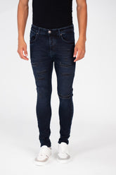 Men's Super Skinny Cutting Jeans Pants With Badge Tomato On The Back