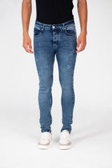 Men's Skinny Cutting Jeans Pants With Five Pockets And Badge Tomato In The Back