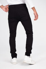 Men's Slim Fit Basic Details Jeans Pants With Five Pockets Black