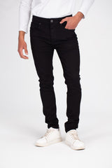 Men's Slim Fit Basic Details Jeans Pants With Five Pockets Black