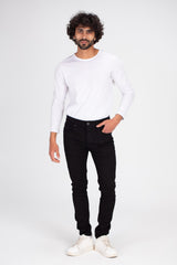 Men's Slim Fit Basic Details Jeans Pants With Five Pockets Black