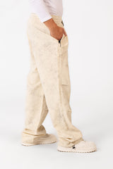 بنطلون رجالي من قماش الجبردين بصبغة التعادل مع حزام خصر مطاطي وجيوب بتصميم عصري