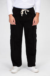 بنطلون رجالي من قماش الجبردين المرن مع خصر مطاطي وجيوب جانبية