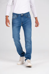 Men's Slim Fit Basic Five Pockets Used Details Jeans Pants