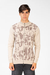 Men's Jakar Pullover With Full Front Print & Zip Up