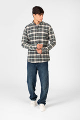 Men's Checked Shirt With Button Front And Long Sleeves