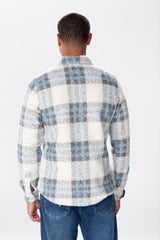 Men's White Checked Wool Shirt