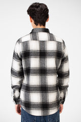 Men's Winter Fur Padded Checked Shirt With Pockets And Long Sleeves