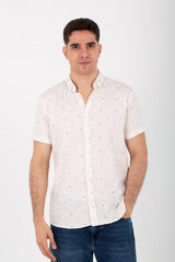 Mens Dotted Half Sleeve Shirt With Collar Poplin Material