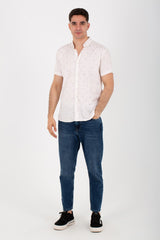 Mens Dotted Half Sleeve Shirt With Collar Poplin Material