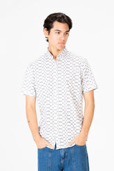Men's Slim Fit Dotted Poplin Half sleeve Shirt