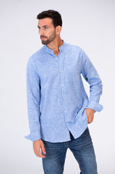 Mens Basic Slim Fit Linen Long Sleeve Button Front Shirt