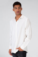 Men's Basic Slim Fit Shirt With Long Sleeves In Linen Material