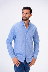 Men's Basic Slim Fit Long Sleeved Shirt In Comfortable Linen Material