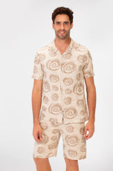 Men's Mesh Outfit Half Sleeve Full Button Shirt and Short