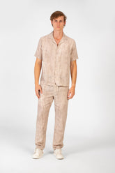 Men's Modern Linen Slim Fit Half Sleeve Shirt and Pants Outfit Set