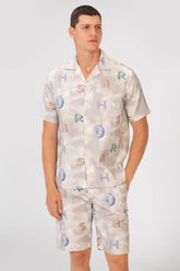 Men's Half Sleeve Shirt And Short Slim Fit Outfit With Letter Print In Summer High Quality