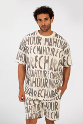 Men's Printed Casual Regular Fit Outfit Set Half Sleeved T-shirt And Short