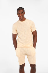 Men's Slim Fit Mesh 2 Piece Outfit Set Short Sleeve T-Shirt And Short