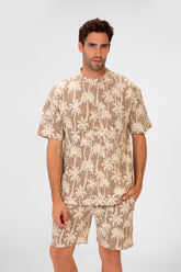 Men's Regular Fit Outfit Half Sleeved T-shirt And Short