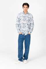Men's Printed Long Sleeve Front Button Shirt
