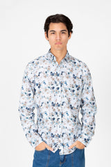 Men's Printed Long Sleeve Front Button Shirt