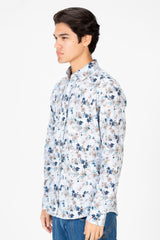 Men's Printed Long Sleeve Front Button Shirt