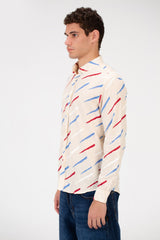 قميص جاكار رجالي مطبوع بقصّة Slim Fit