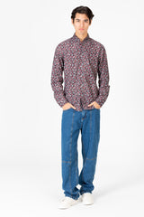 قميص رجالي من قماش البوبلين بقصّة Slim Fit بأكمام طويلة