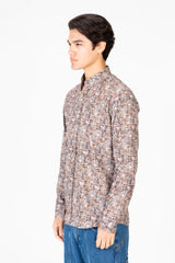 قميص جاكار رجالي بأكمام طويلة وقصة ضيقة