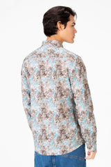 قميص جاكار رجالي بأكمام طويلة وقصة ضيقة