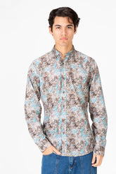 قميص جاكار رجالي بأكمام طويلة وقصة ضيقة