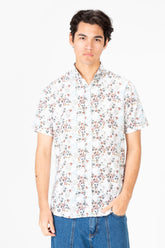 Men's Slim Fit Poplin Half Sleeve wooded Shirt White