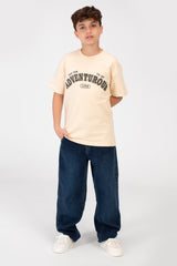 Boy's Front Print Half Sleeves T-shirt