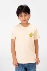 Boy's Crew Neck Text Print T-Shirt