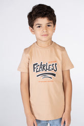 تي شيرت للأولاد بأكمام قصيرة وطبعة على الأمام والخلف