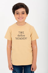 Boys' Half-Sleeve Round Neck T-shirt Made Of Cotton With Front&Back Print