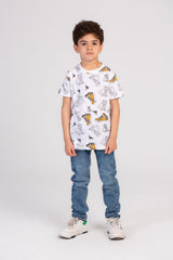Boy's Full Cover Printed Colorful Regular Fit Comfort Cotton Eye Catching Prints T-shirt