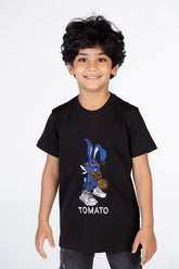 Boys Casual T-shirt With Tomato Print On The Front And A Round Neck