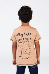 تي شيرت للأولاد بأكمام قصيرة ورقبة دائرية مصنوع من مادة ميلتون الصيفية