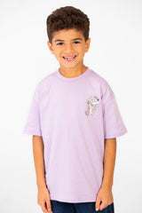 Boy's Oversized Crew Neck Front And Back Print Half Sleeves T-shirt