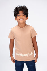 Boys Round Neck Half Sleeves T-shirt With Print On The Front And Back