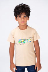 Boys Round Neck Half Sleeves Printed T-shirt With Single Lycra Material