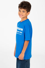 Boy's Oversized Text printed crew neck T-shirt