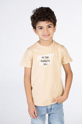 Boys Half Sleeved T-shirt With A Round Neck And A In The Darkest Sea Print On The Front And Back