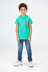 Boys Round Neck T-shirt With Half Sleeves And A Print On The Front And Back